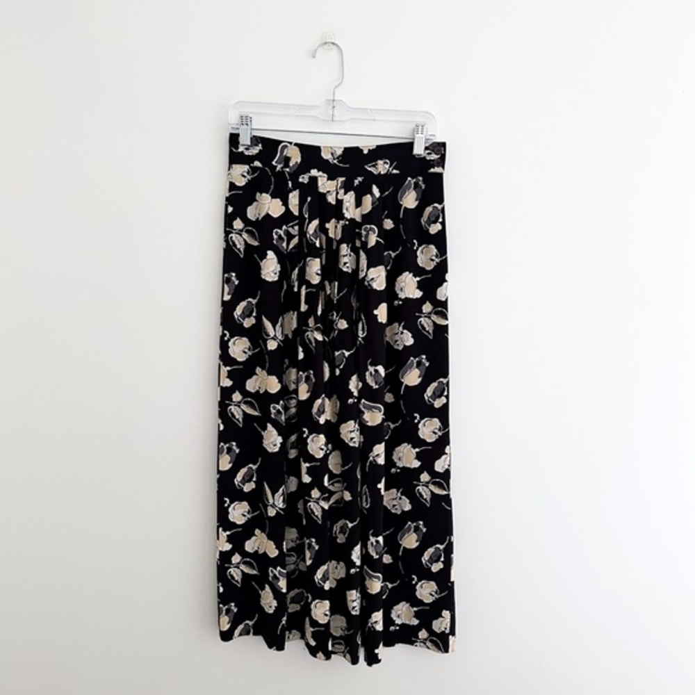 Vintage Rose Print Floral Midi Skirt